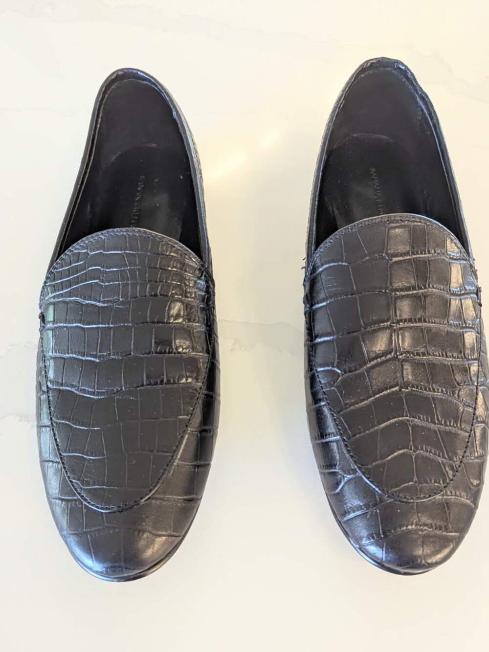 Banana Republic Demi Black Croc Embossed Loafers